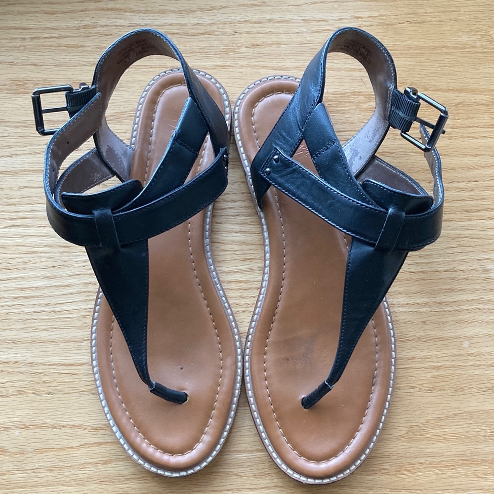 Crown Vintage Black and Brown Leather Sandals